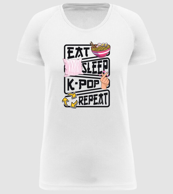 K-POP EAT SLEEP model alb pe tricou