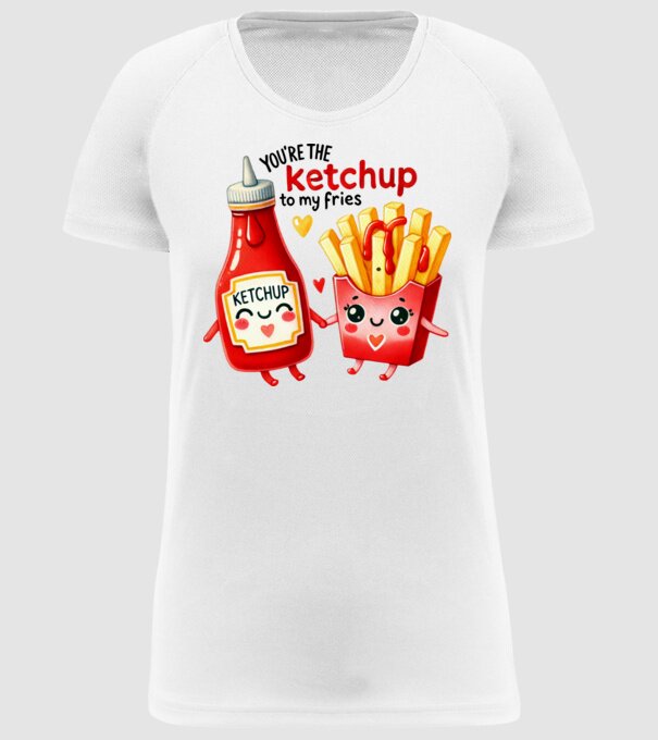 Ketchup to my Fries model alb pe tricou