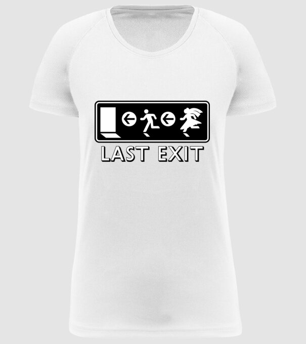 Last Exit model alb pe tricou