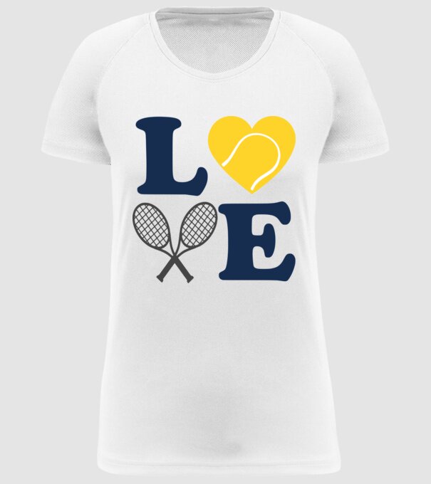 LOVE Tennis model alb pe tricou