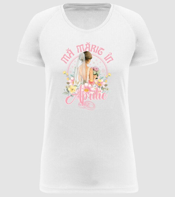mă mărit - în aprilie model alb pe tricou