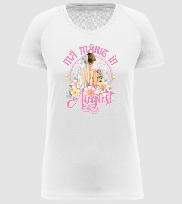 mă mărit - în august model alb pe tricou