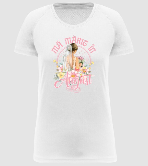 mă mărit - în august model alb pe tricou