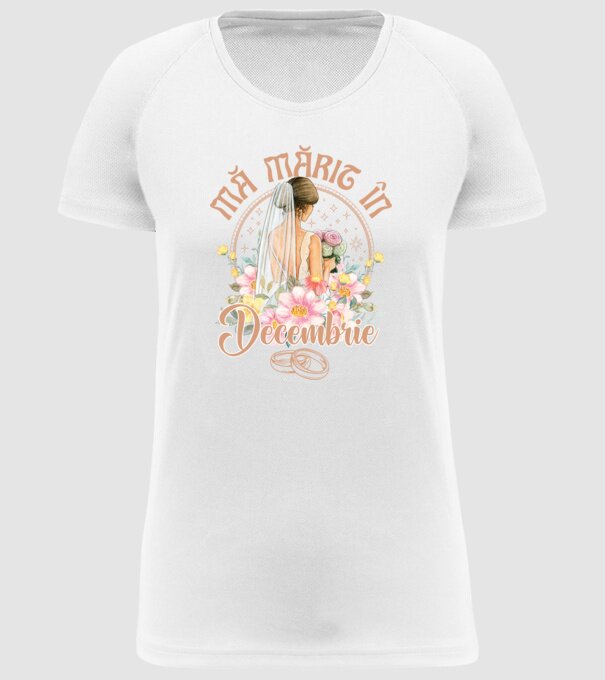mă mărit - în decembrie model alb pe tricou