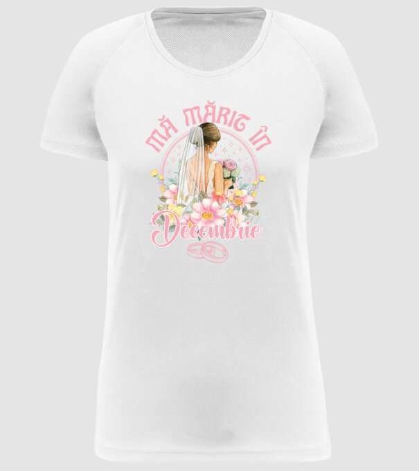 mă mărit - în decembrie model alb pe tricou