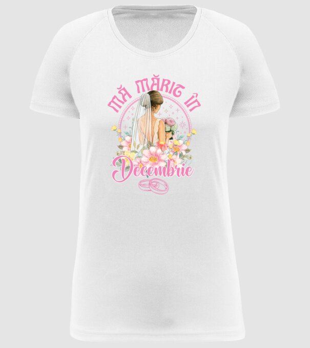 mă mărit - în decembrie model alb pe tricou