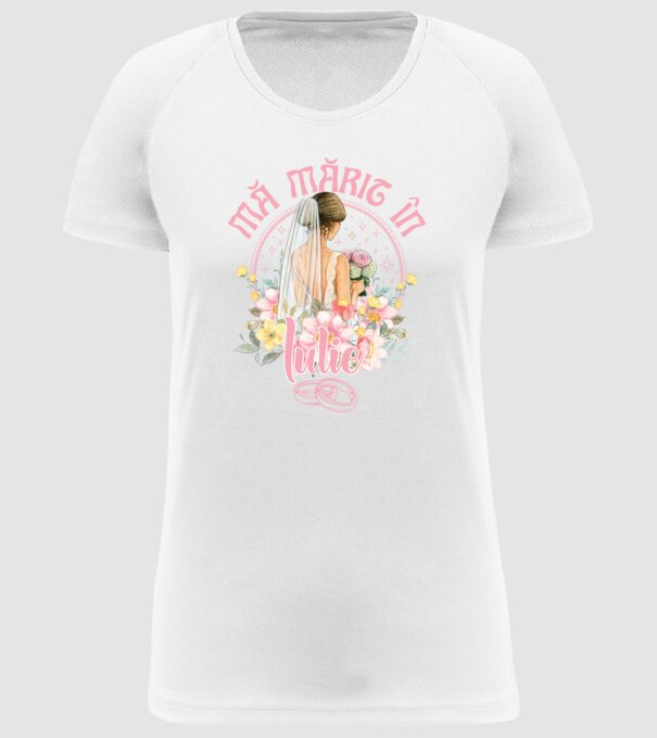mă mărit - în iulie model alb pe tricou
