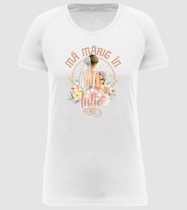 mă mărit - în iulie model alb pe tricou