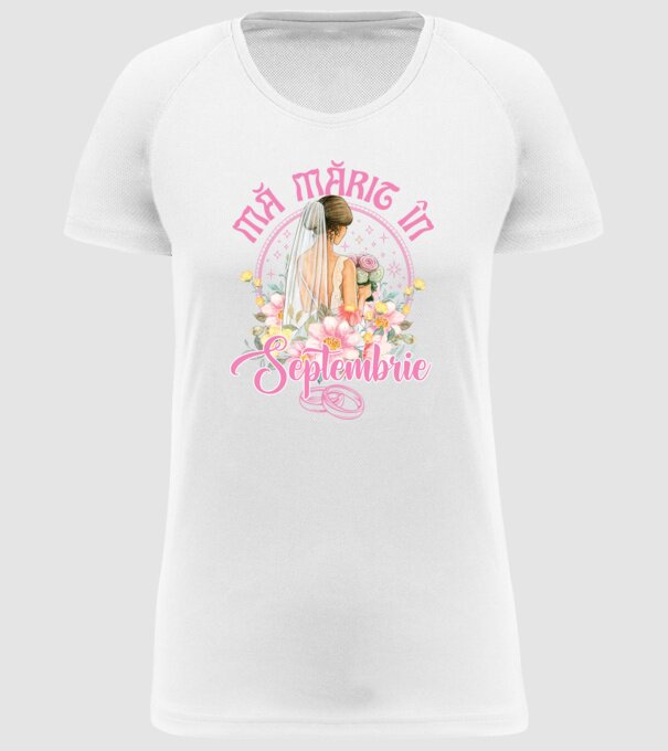 mă mărit - în septembrie model alb pe tricou