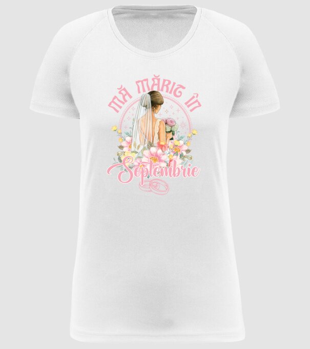 mă mărit - în septembrie model alb pe tricou