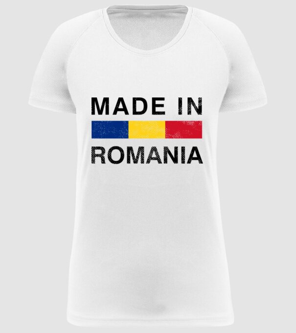 made in romania model alb pe tricou
