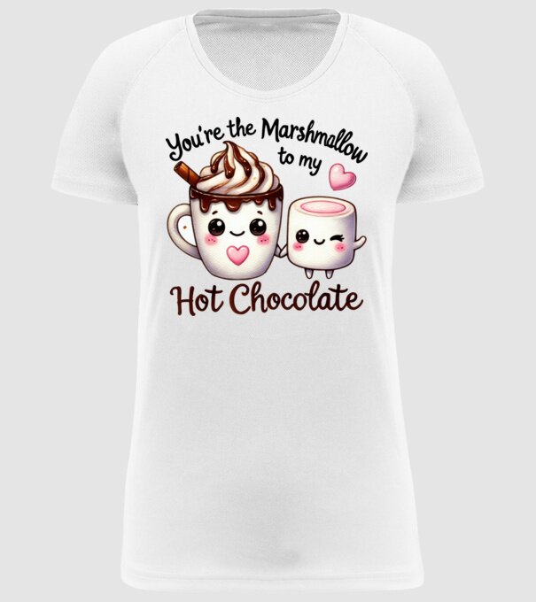 Marshmallow to my Hot Chocolate model alb pe tricou