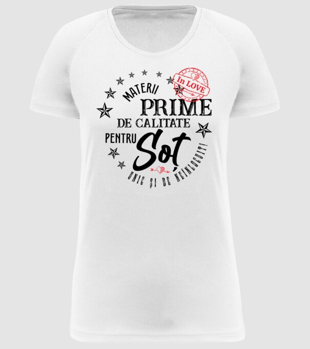 Materii prime de calitate pentru soț model alb pe tricou