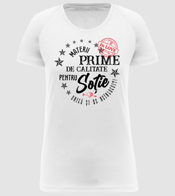 Materii prime de calitate pentru soție model alb pe tricou