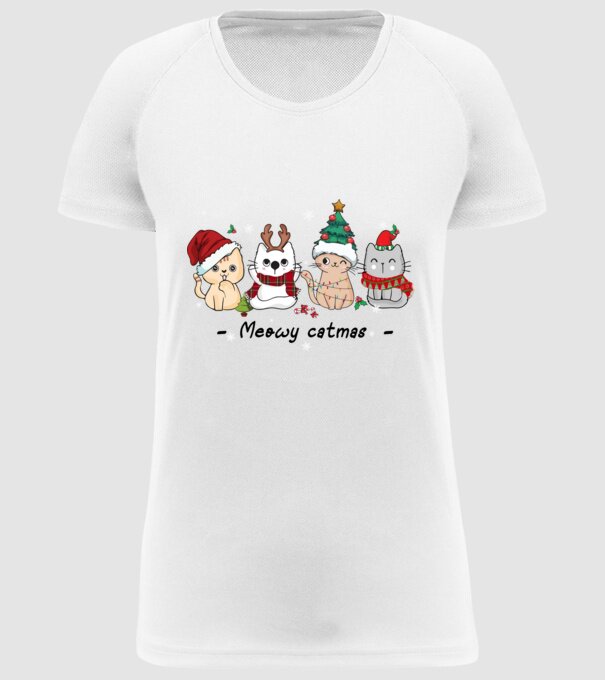 Meowy catmas 2 model alb pe tricou