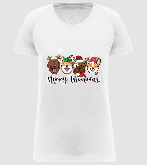 Merry woofmas 2 model alb pe tricou