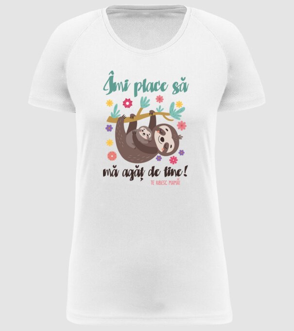 Îmi place că te agăți de mine! model alb pe tricou