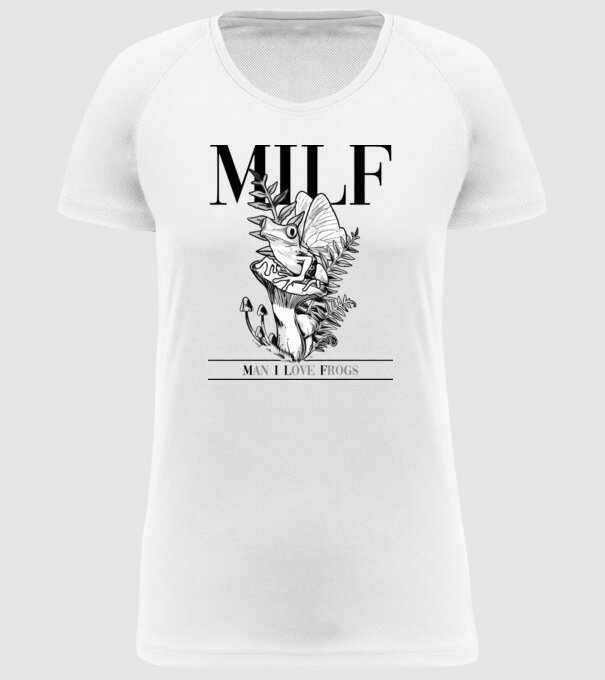 MILF man i love frogs model alb pe tricou
