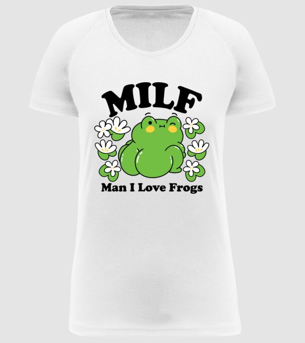 MILF man i love frogs model alb pe tricou