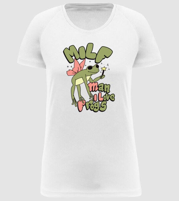 MILF man i love frogs model alb pe tricou
