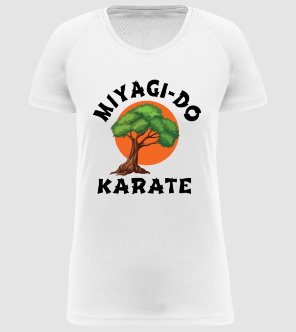 Miyagi-do karate logo model alb pe tricou