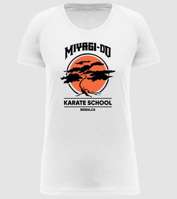 Miyagi-do karate school model alb pe tricou