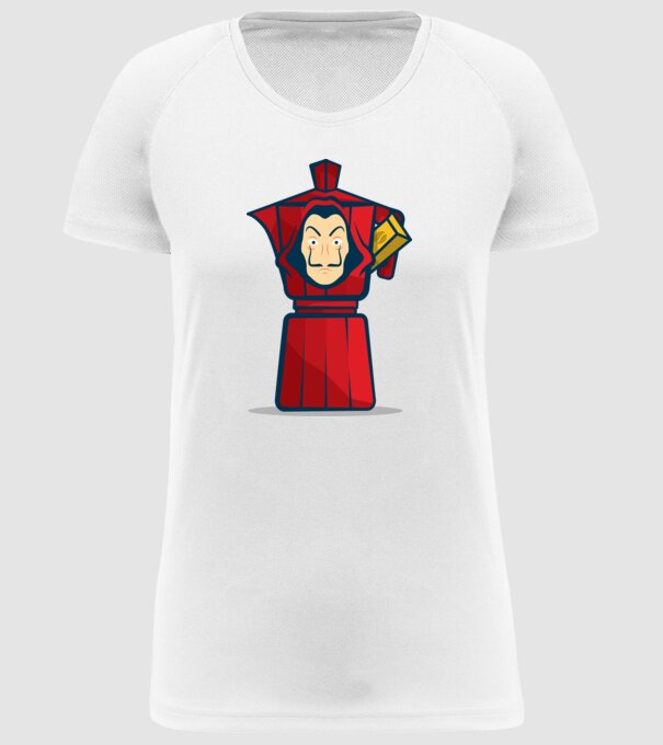 money heist coffee model alb pe tricou
