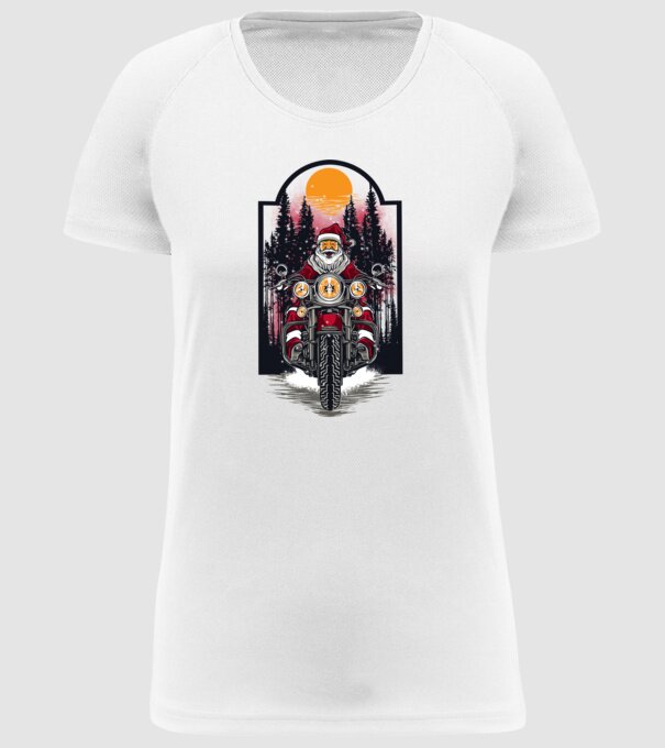 Motor santa model alb pe tricou