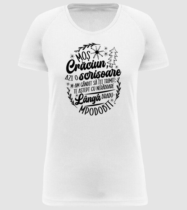Moş Crăciun model alb pe tricou