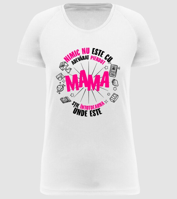nimic nu este cu adevărat pierdut, mama știe întotdeauna unde este model alb pe tricou