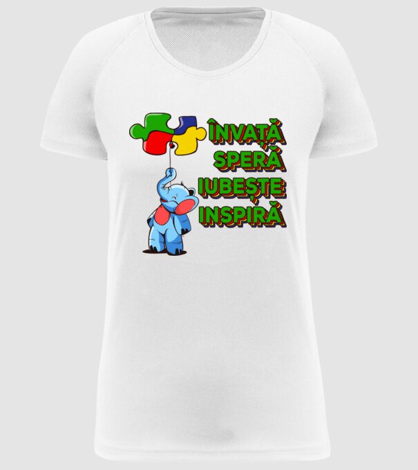 Învață, speră, iubește, inspiră model alb pe tricou