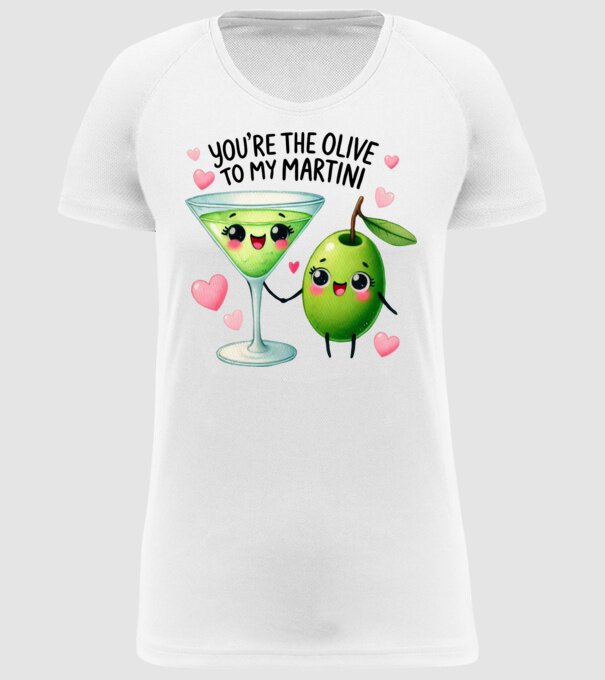 Olive to my Martini model alb pe tricou