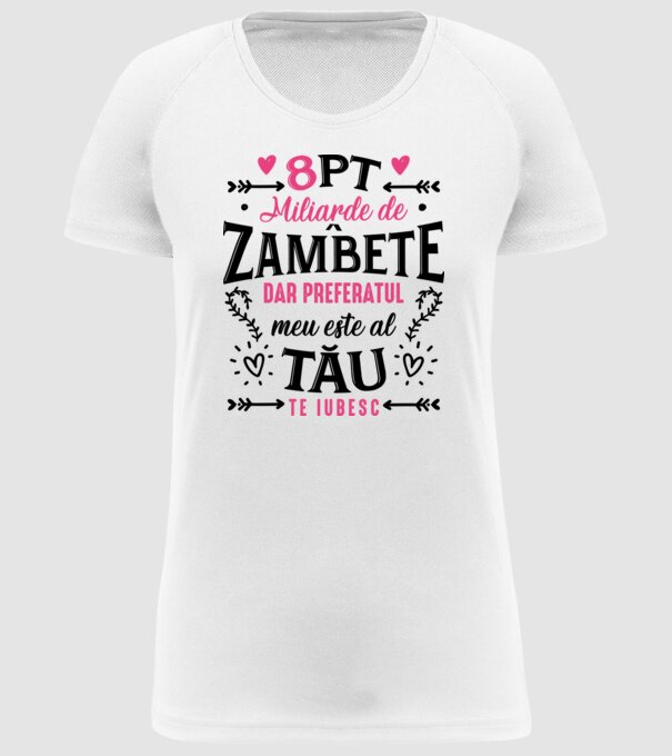Opt miliarde de zâmbete model alb pe tricou
