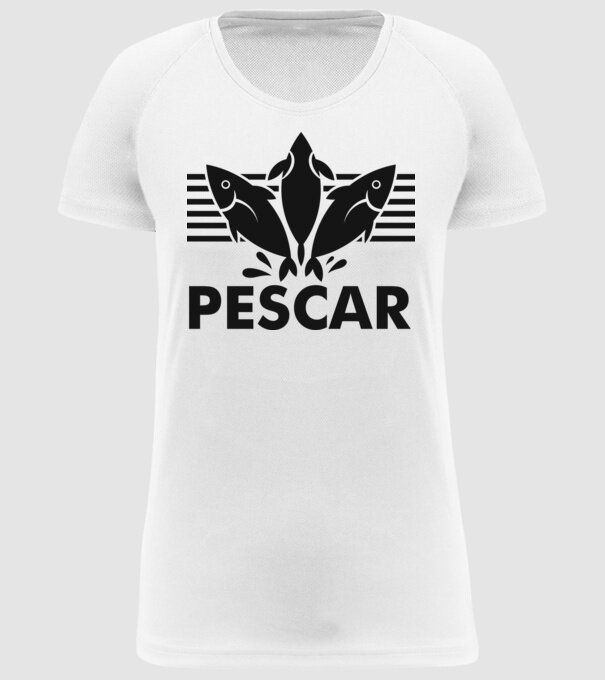 Pescar original model alb pe tricou