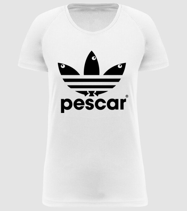 Pescar original model alb pe tricou