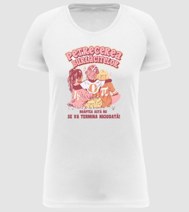 petrecerea burlăcitelor - noaptea asta nu se va termina niciodată! model alb pe tricou