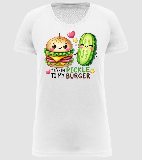 Pickle to my Burger model alb pe tricou