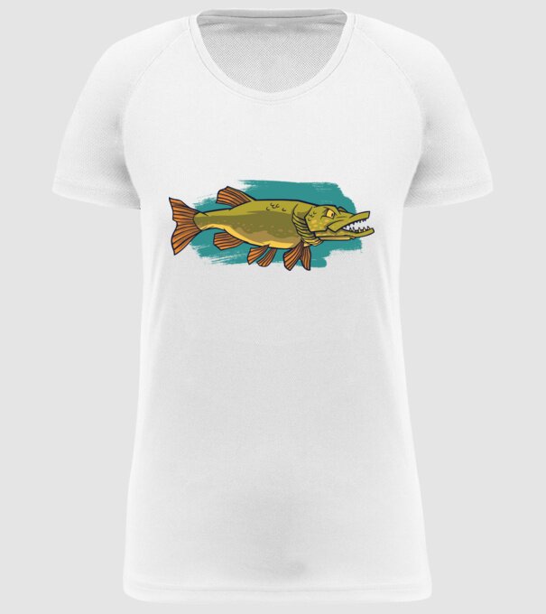 Pike model alb pe tricou