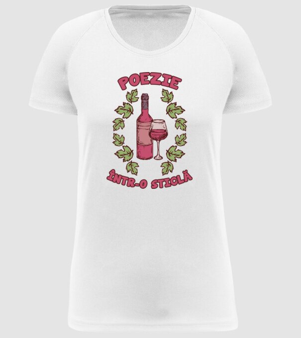 Poezie într-o sticlă model alb pe tricou