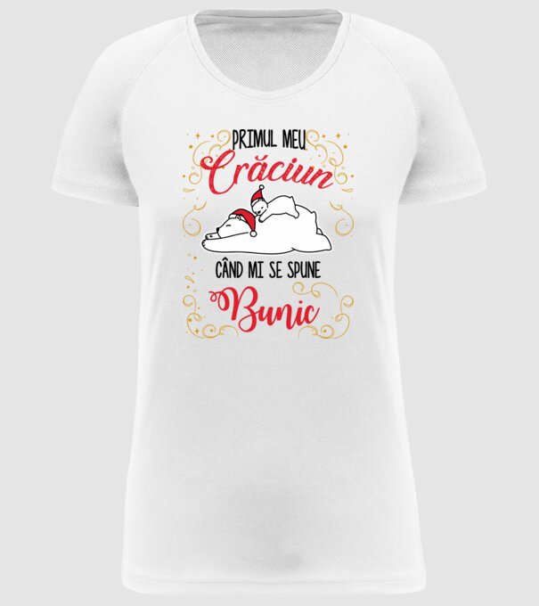 Primul meu Crăciun când mi se spune bunic! model alb pe tricou