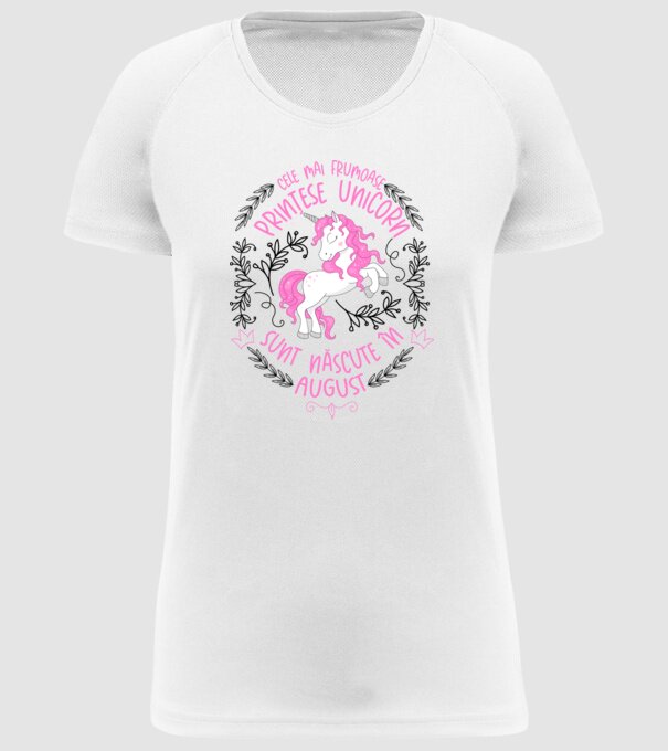 Cele mai frumoase prințese unicorn sunt născute în August model alb pe tricou