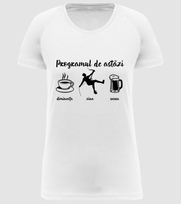 programul de astăzi: dimineața, ziua, seara model alb pe tricou