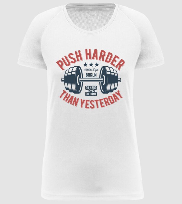 push harder model alb pe tricou