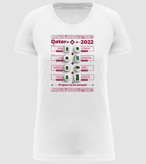 Qatar 2022 Stadiums white model alb pe tricou