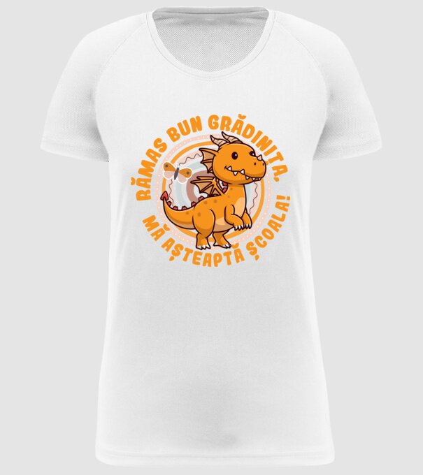 Rămas bun grădiniță, mă așteaptă școala! model alb pe tricou