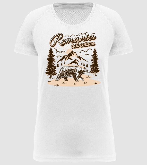 Romania bear adventure model alb pe tricou