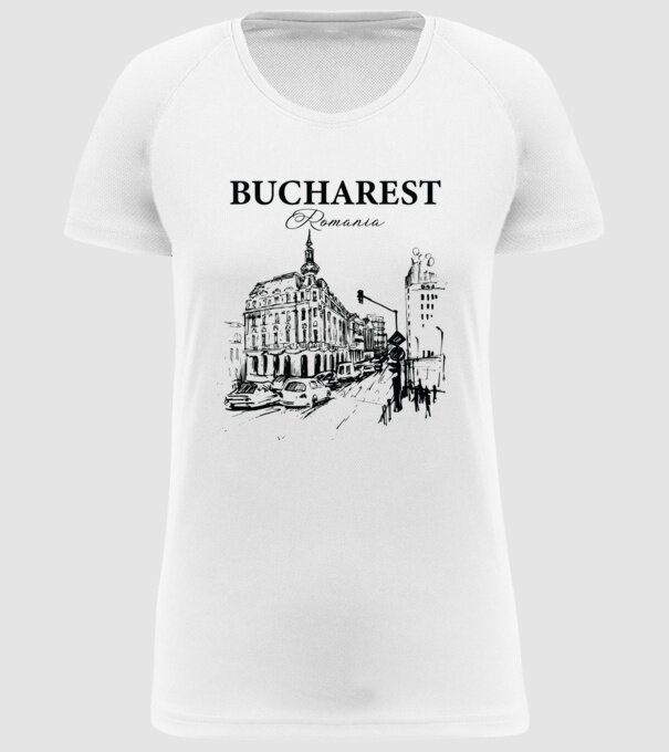 România Bucharest vintage model alb pe tricou