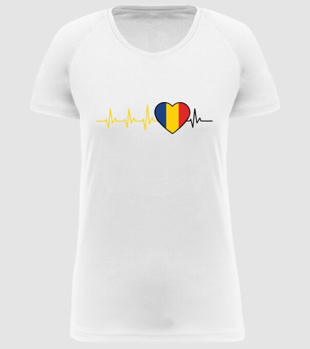 România heartbeat model alb pe tricou