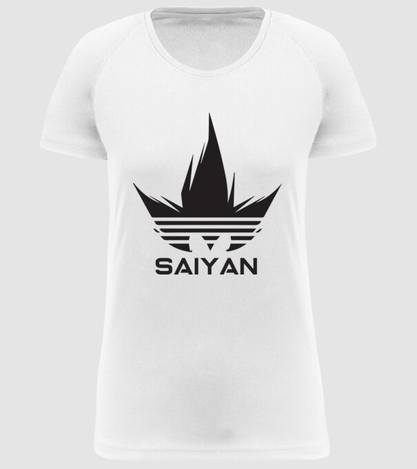 saiyan logo model alb pe tricou
