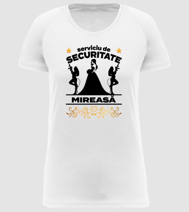 serviciu de securitate mireasă model alb pe tricou